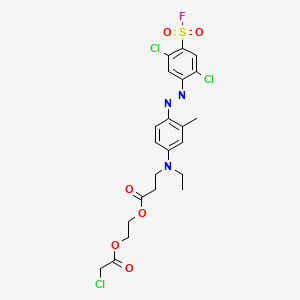 molecular formula C22H23Cl3FN3O6S B575700 2-(2-Chloroacetoxy)ethyl 3-((4-(2,5-dichloro-4-fluorosulfonylphenylazo)-3-methylphenyl)ethylamino)propionate CAS No. 193486-83-8