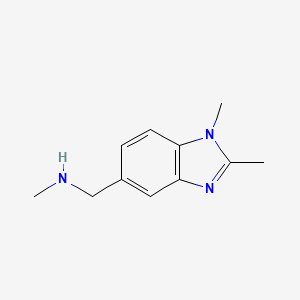 molecular formula C11H15N3 B575705 1-(1,2-dimethyl-1H-benzo[d]imidazol-5-yl)-N-methylmethanamine CAS No. 179873-44-0