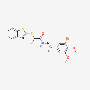 molecular formula C20H20BrN3O3S2 B5757271 2-(1,3-benzothiazol-2-ylthio)-N'-(3-bromo-4-ethoxy-5-methoxybenzylidene)propanohydrazide 