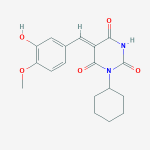 1-cyclohexyl-5-(3-hydroxy-4-methoxybenzylidene)-2,4,6(1H,3H,5H)-pyrimidinetrione