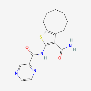 N-[3-(aminocarbonyl)-4,5,6,7,8,9-hexahydrocycloocta[b]thien-2-yl]-2-pyrazinecarboxamide