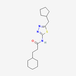 3-cyclohexyl-N-[5-(cyclopentylmethyl)-1,3,4-thiadiazol-2-yl]propanamide