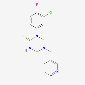 1-(3-chloro-4-fluorophenyl)-5-(3-pyridinylmethyl)-1,3,5-triazinane-2-thione