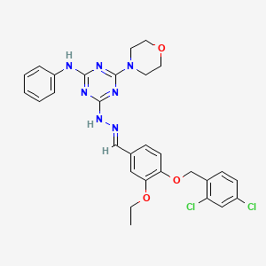 4-[(2,4-dichlorobenzyl)oxy]-3-ethoxybenzaldehyde [4-anilino-6-(4-morpholinyl)-1,3,5-triazin-2-yl]hydrazone