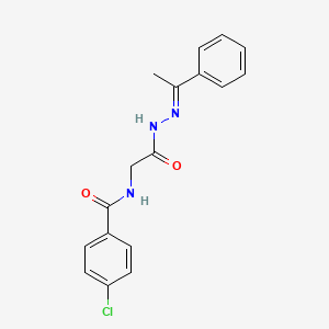 molecular formula C17H16ClN3O2 B5757515 4-chloro-N-{2-oxo-2-[2-(1-phenylethylidene)hydrazino]ethyl}benzamide 