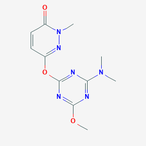 molecular formula C11H14N6O3 B5757528 6-{[4-(dimethylamino)-6-methoxy-1,3,5-triazin-2-yl]oxy}-2-methyl-3(2H)-pyridazinone 