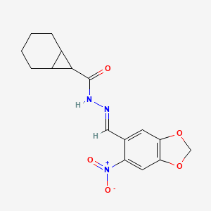 molecular formula C16H17N3O5 B5757565 N'-[(6-nitro-1,3-benzodioxol-5-yl)methylene]bicyclo[4.1.0]heptane-7-carbohydrazide 