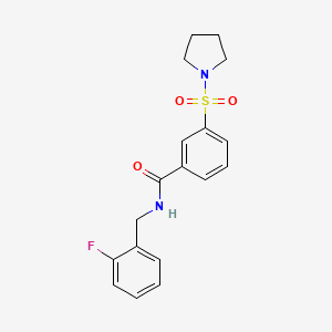 molecular formula C18H19FN2O3S B5757567 N-(2-fluorobenzyl)-3-(1-pyrrolidinylsulfonyl)benzamide 