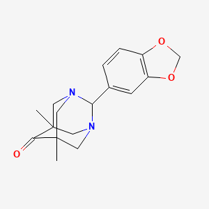 2-(1,3-benzodioxol-5-yl)-5,7-dimethyl-1,3-diazatricyclo[3.3.1.1~3,7~]decan-6-one