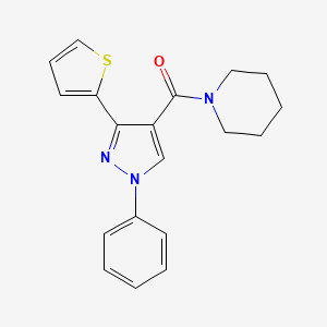 molecular formula C19H19N3OS B5757684 1-{[1-phenyl-3-(2-thienyl)-1H-pyrazol-4-yl]carbonyl}piperidine 