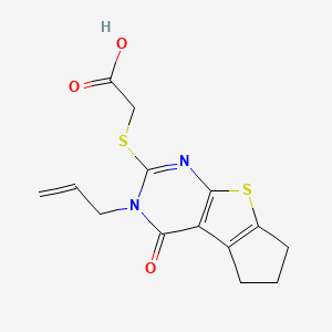 molecular formula C14H14N2O3S2 B5757829 [(3-allyl-4-oxo-3,5,6,7-tetrahydro-4H-cyclopenta[4,5]thieno[2,3-d]pyrimidin-2-yl)thio]acetic acid 