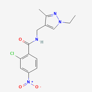 molecular formula C14H15ClN4O3 B5757991 2-chloro-N-[(1-ethyl-3-methyl-1H-pyrazol-4-yl)methyl]-4-nitrobenzamide 