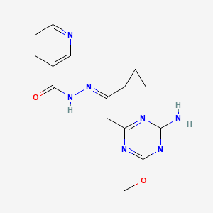 molecular formula C15H17N7O2 B5758079 N'-[2-(4-amino-6-methoxy-1,3,5-triazin-2-yl)-1-cyclopropylethylidene]nicotinohydrazide 