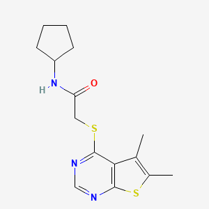 molecular formula C15H19N3OS2 B5758166 N-cyclopentyl-2-[(5,6-dimethylthieno[2,3-d]pyrimidin-4-yl)thio]acetamide 