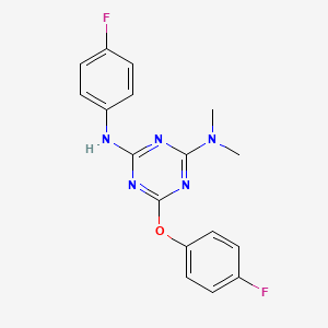 molecular formula C17H15F2N5O B5758258 6-(4-fluorophenoxy)-N'-(4-fluorophenyl)-N,N-dimethyl-1,3,5-triazine-2,4-diamine 