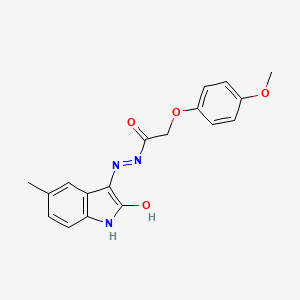 molecular formula C18H17N3O4 B5758285 2-(4-methoxyphenoxy)-N'-(5-methyl-2-oxo-1,2-dihydro-3H-indol-3-ylidene)acetohydrazide 