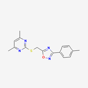 molecular formula C16H16N4OS B5758326 4,6-dimethyl-2-({[3-(4-methylphenyl)-1,2,4-oxadiazol-5-yl]methyl}thio)pyrimidine 