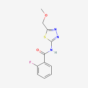 molecular formula C11H10FN3O2S B5758338 2-fluoro-N-[5-(methoxymethyl)-1,3,4-thiadiazol-2-yl]benzamide 