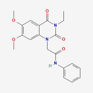 molecular formula C20H21N3O5 B5758378 2-(3-ethyl-6,7-dimethoxy-2,4-dioxo-3,4-dihydro-1(2H)-quinazolinyl)-N-phenylacetamide 