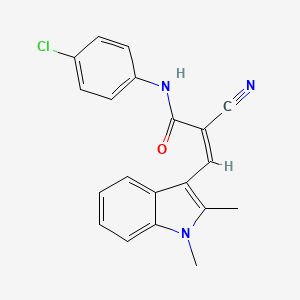 molecular formula C20H16ClN3O B5758422 N-(4-chlorophenyl)-2-cyano-3-(1,2-dimethyl-1H-indol-3-yl)acrylamide 