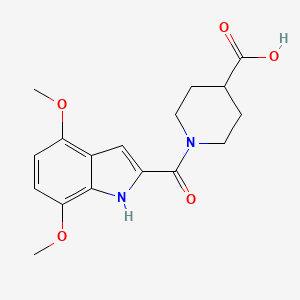 molecular formula C17H20N2O5 B5758489 1-[(4,7-dimethoxy-1H-indol-2-yl)carbonyl]-4-piperidinecarboxylic acid 
