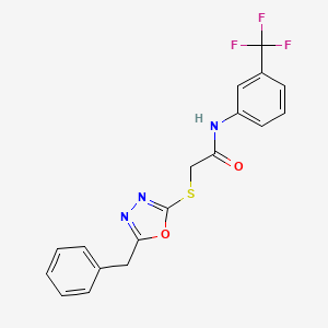 molecular formula C18H14F3N3O2S B5758508 2-[(5-苄基-1,3,4-恶二唑-2-基)硫代]-N-[3-(三氟甲基)苯基]乙酰胺 