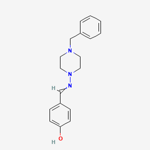molecular formula C18H21N3O B5758636 4-{[(4-benzyl-1-piperazinyl)imino]methyl}phenol 