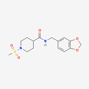 molecular formula C15H20N2O5S B5758642 N-(1,3-benzodioxol-5-ylmethyl)-1-(methylsulfonyl)-4-piperidinecarboxamide 
