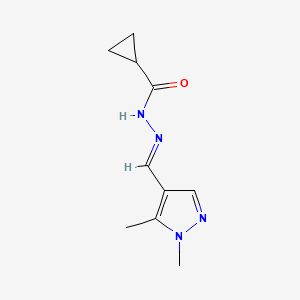 molecular formula C10H14N4O B5758664 N'-[(1,5-dimethyl-1H-pyrazol-4-yl)methylene]cyclopropanecarbohydrazide 