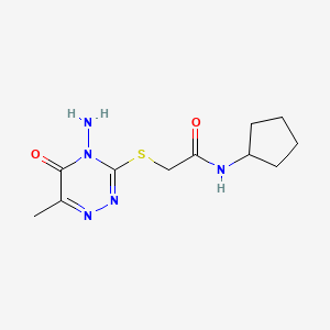 molecular formula C11H17N5O2S B5758696 2-[(4-amino-6-methyl-5-oxo-4,5-dihydro-1,2,4-triazin-3-yl)thio]-N-cyclopentylacetamide 