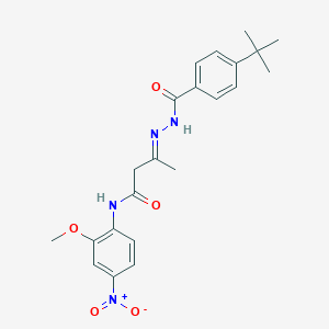 molecular formula C22H26N4O5 B5758896 3-[(4-tert-butylbenzoyl)hydrazono]-N-(2-methoxy-4-nitrophenyl)butanamide 