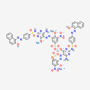 Chromate(3-), bis(3-((6-amino-1,4-dihydro-2-(((4-((2-hydroxy-1-naphthalenyl)azo)phenyl)sulfonyl)amino)-4-(oxo-kappaO)-5-pyrimidinyl)azo-kappaN1)-4-(hydroxy-kappaO)-5-nitrobenzenesulfonato(3-))-, trisodium