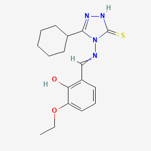 2-{[(3-cyclohexyl-5-mercapto-4H-1,2,4-triazol-4-yl)imino]methyl}-6-ethoxyphenol