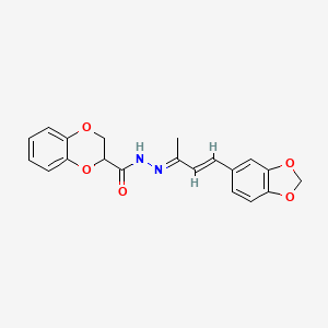 molecular formula C20H18N2O5 B5758991 N'-[3-(1,3-benzodioxol-5-yl)-1-methyl-2-propen-1-ylidene]-2,3-dihydro-1,4-benzodioxine-2-carbohydrazide 