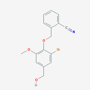 molecular formula C16H14BrNO3 B5759121 2-{[2-bromo-4-(hydroxymethyl)-6-methoxyphenoxy]methyl}benzonitrile 
