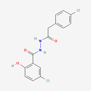 molecular formula C15H12Cl2N2O3 B5759135 5-chloro-N'-[(4-chlorophenyl)acetyl]-2-hydroxybenzohydrazide 