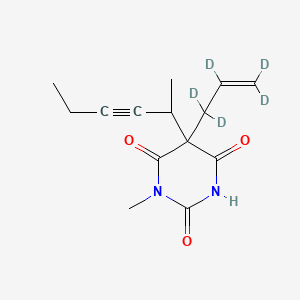 molecular formula C14H18N2O3 B575915 2,4,6(1H,3H,5H)-Pyrimidinetrione,1-methyl-5-(1-methyl-2-pentynyl)-5-(2-propenyl-1,1,2,3,3-d5)-(9CI) CAS No. 160227-45-2