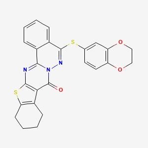 molecular formula C25H19N3O3S2 B5759150 5-(2,3-dihydro-1,4-benzodioxin-6-ylthio)-9,10,11,12-tetrahydro-8H-[1]benzothieno[2',3':4,5]pyrimido[2,1-a]phthalazin-8-one 