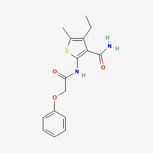 molecular formula C16H18N2O3S B5759198 4-ethyl-5-methyl-2-[(phenoxyacetyl)amino]-3-thiophenecarboxamide 