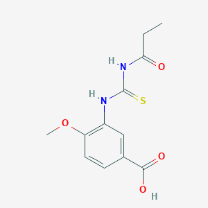 molecular formula C12H14N2O4S B5759327 4-methoxy-3-{[(propionylamino)carbonothioyl]amino}benzoic acid 