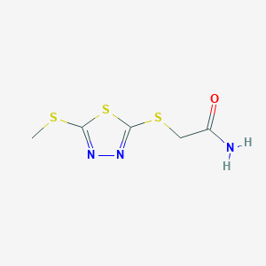 molecular formula C5H7N3OS3 B5759555 2-{[5-(methylthio)-1,3,4-thiadiazol-2-yl]thio}acetamide 