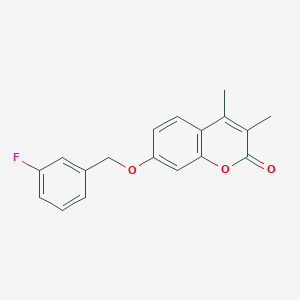 molecular formula C18H15FO3 B5759732 7-[(3-fluorobenzyl)oxy]-3,4-dimethyl-2H-chromen-2-one 