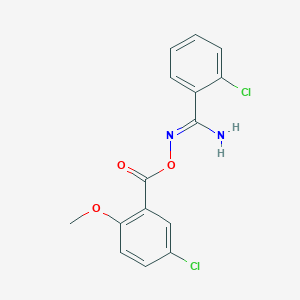 molecular formula C15H12Cl2N2O3 B5759780 2-chloro-N'-[(5-chloro-2-methoxybenzoyl)oxy]benzenecarboximidamide 