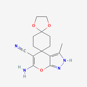 6''-amino-3''-methyl-2''H-dispiro[1,3-dioxolane-2,1'-cyclohexane-4',4''-pyrano[2,3-c]pyrazole]-5''-carbonitrile