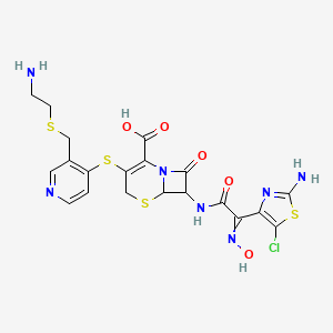 molecular formula C20H20ClN7O5S4 B575987 (7R)-7-[(2E)-2-(2-AMINO-5-CHLORO-1,3-THIAZOL-4-YL)-2-(HYDROXYIMINO)ACETAMIDO]-3-[(3-{[(2- CAS No. 189448-35-9