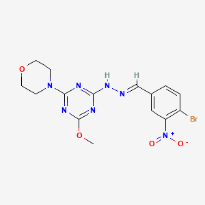 4-bromo-3-nitrobenzaldehyde [4-methoxy-6-(4-morpholinyl)-1,3,5-triazin-2-yl]hydrazone