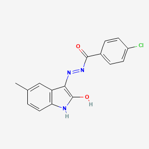 molecular formula C16H12ClN3O2 B5759939 4-chloro-N'-(5-methyl-2-oxo-1,2-dihydro-3H-indol-3-ylidene)benzohydrazide 