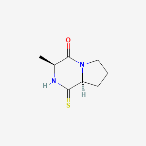 molecular formula C8H12N2OS B576005 (3S,8aS)-3-Methyl-1-thioxohexahydropyrrolo[1,2-a]pyrazin-4(1H)-one CAS No. 167391-76-6