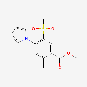 molecular formula C14H14NO4S- B576014 Methyl 2-methyl-4-(1-pyrrolyl)-5-methylsulfonylbenzoate CAS No. 176644-45-4