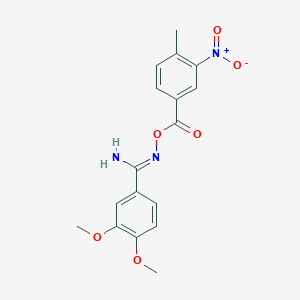 molecular formula C17H17N3O6 B5760203 3,4-dimethoxy-N'-[(4-methyl-3-nitrobenzoyl)oxy]benzenecarboximidamide 